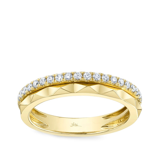 Shy Creation 1/4 ct. tw. Diamond Pyramid Stackable Ring in 14K Yellow Gold