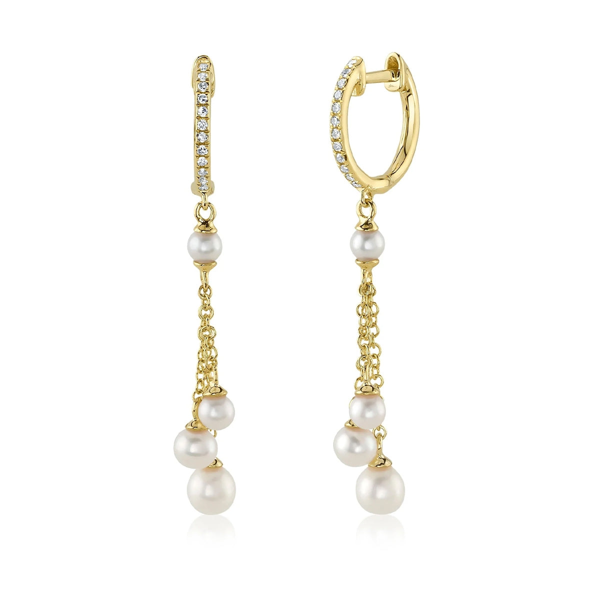 Shy Creation Cultured Pearl & Diamond Accent Dangle Earrings in 14K Yellow Gold