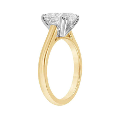 Adamante 3 ct. tw. Lab-Grown Cushion Diamond Solitaire Engagement Ring in 14K Yellow & White Gold front view