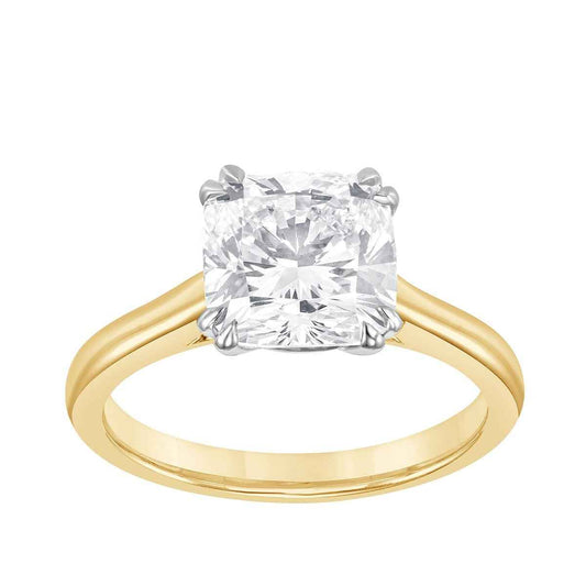 Adamante 3 ct. tw. Lab-Grown Cushion Diamond Solitaire Engagement Ring in 14K Yellow & White Gold