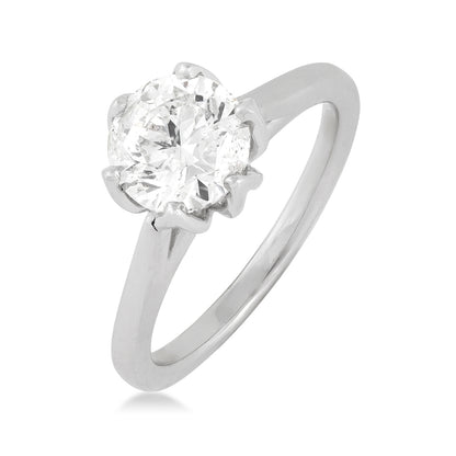 Noventa 2 ct. tw. Round Diamond Solitaire Engagement Ring in 14K White Gold front view (2)