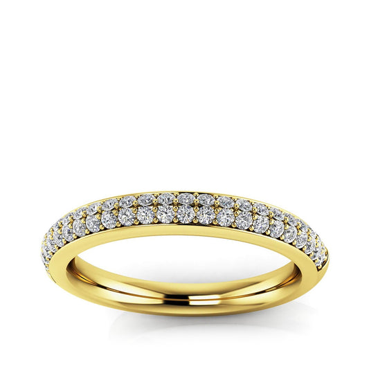 3/8 ct. tw. Round Brilliant Diamond Two Row Pave Anniversary Ring in 14K Yellow Gold