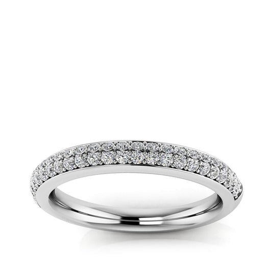 3/8 ct. tw. Round Brilliant Diamond Two Row Pave Anniversary Ring in 14K White Gold