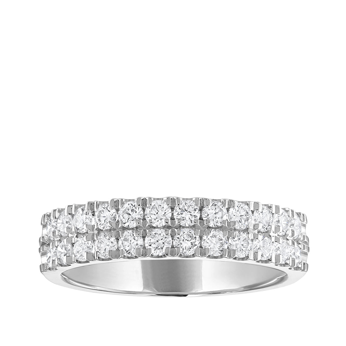 1 ct. tw. Round Brilliant Diamond Two Row Anniversary Ring in 14K White Gold