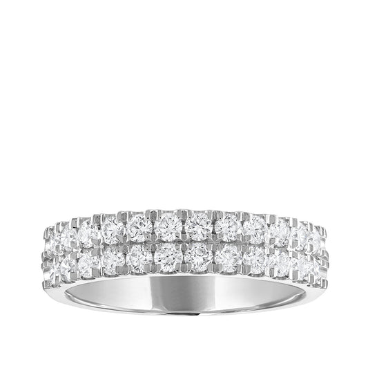 1 ct. tw. Round Brilliant Diamond Two Row Anniversary Ring in 14K White Gold