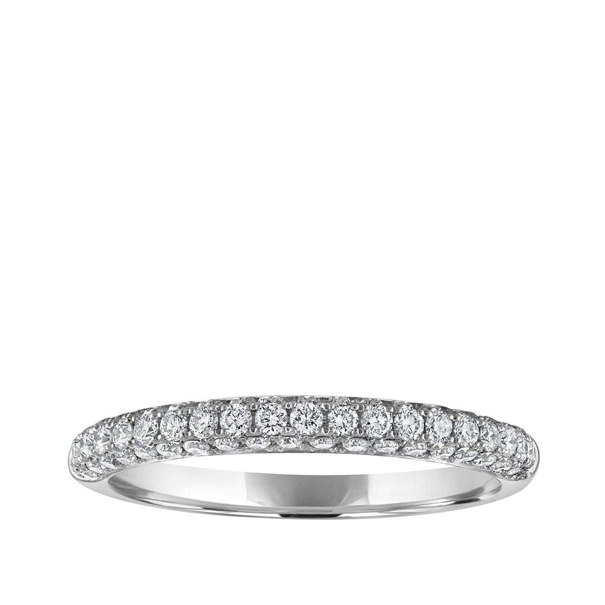 1/2 ct. tw. Round Brilliant Diamond Pave Anniversary Ring in 14K White Gold