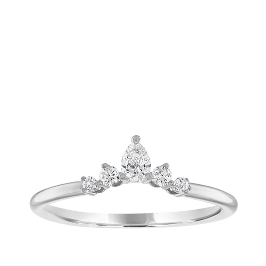 1/4 ct. tw. Pear & Round Diamond Contour Anniversary Ring in 14K White Gold