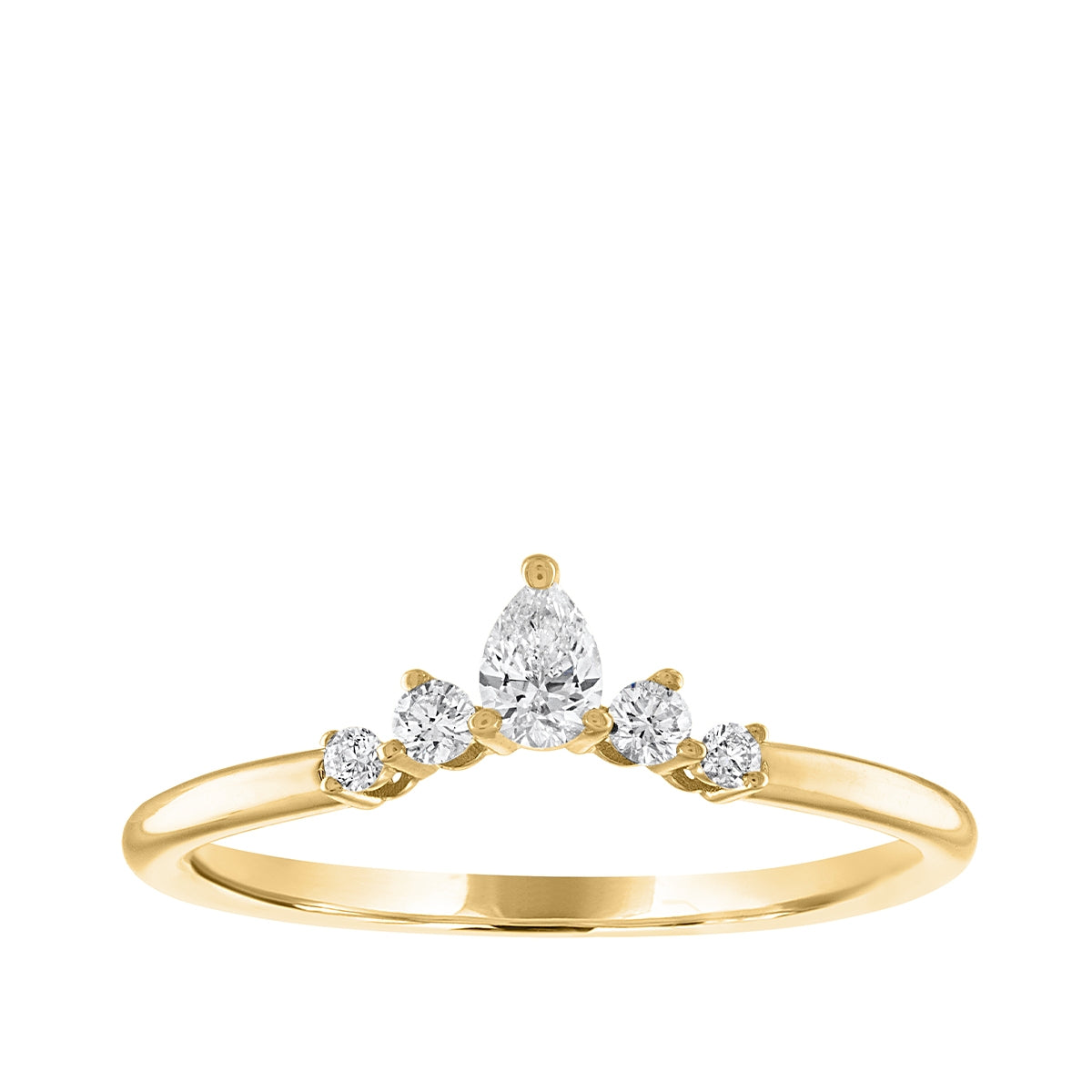 1/4 ct. tw. Pear & Round Diamond Contour Anniversary Ring in 14K Yellow Gold