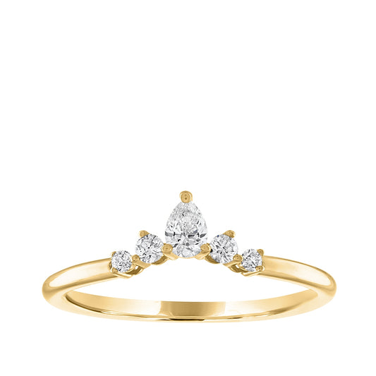 1/4 ct. tw. Pear & Round Diamond Contour Anniversary Ring in 14K Yellow Gold