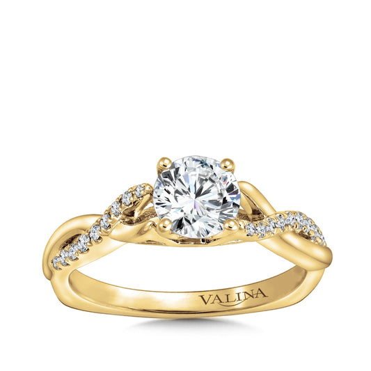Valina 1/8 ct. tw. Diamond Twist Round Semi-Mount Engagement Ring with European Shank in 14K Yellow Gold