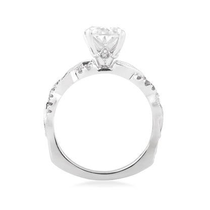 Valina 1/8 ct. tw. Diamond Milgrain Twist Oval Semi-Mount Engagement Ring in 14K White Gold close-up detail
