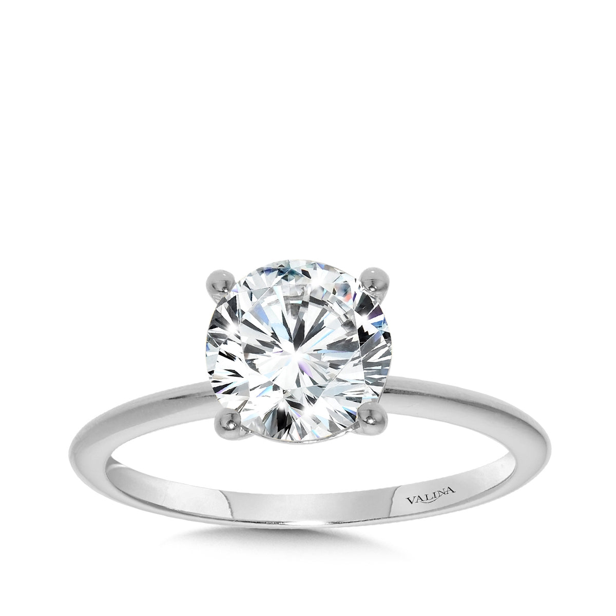Valina Round Solitaire Semi-Mount Engagement Ring in 14K White Gold