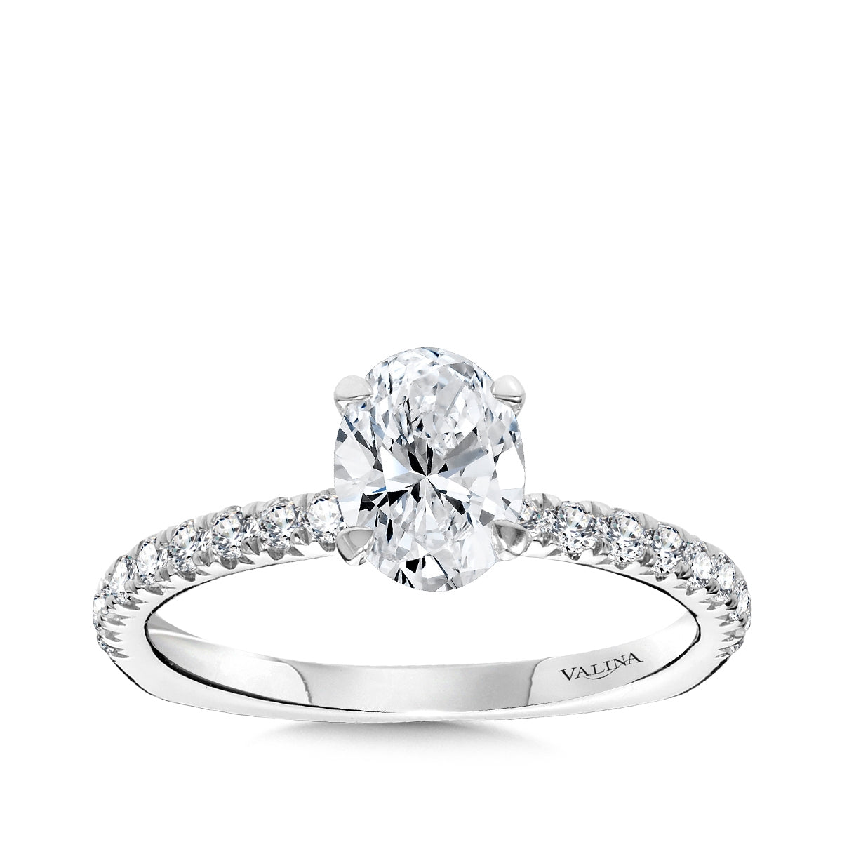 Valina 1/2 ct. tw. Diamond Oval Semi-Mount Engagement Ring with European Shank in 14K White Gold
