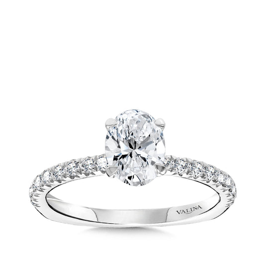 Valina 1/2 ct. tw. Diamond Oval Semi-Mount Engagement Ring with European Shank in 14K White Gold