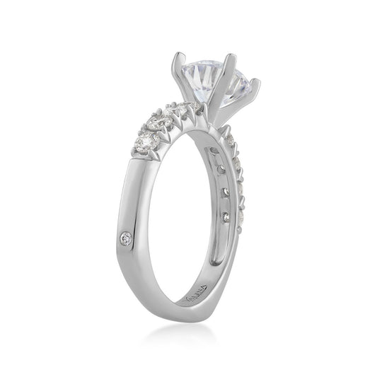Valina 1/2 ct. tw. Diamond Round Semi-Mount Engagement Ring with European Shank in 14K White Gold close-up detail