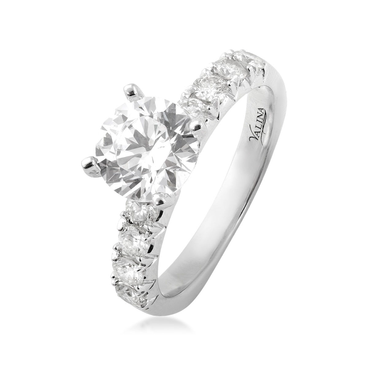 Valina 1/2 ct. tw. Diamond Round Semi-Mount Engagement Ring with European Shank in 14K White Gold front view