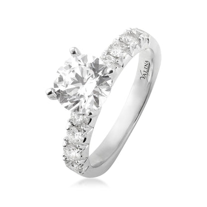 Valina 1/2 ct. tw. Diamond Round Semi-Mount Engagement Ring with European Shank in 14K White Gold front view