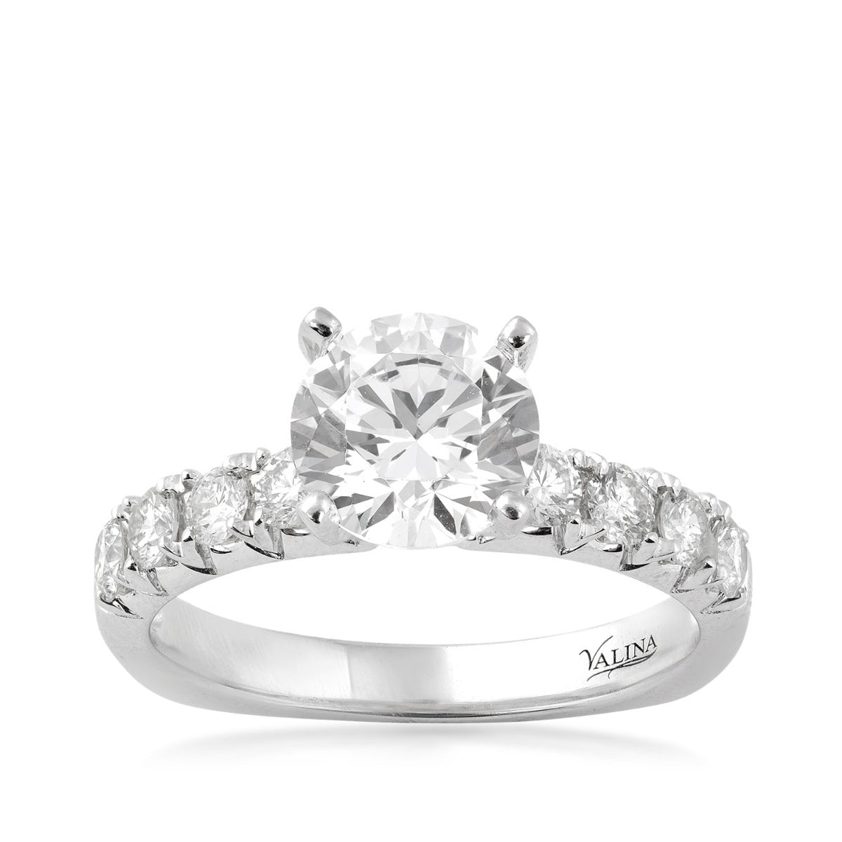 Valina 1/2 ct. tw. Diamond Round Semi-Mount Engagement Ring with European Shank in 14K White Gold