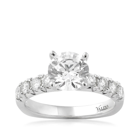 Valina 1/2 ct. tw. Diamond Round Semi-Mount Engagement Ring with European Shank in 14K White Gold