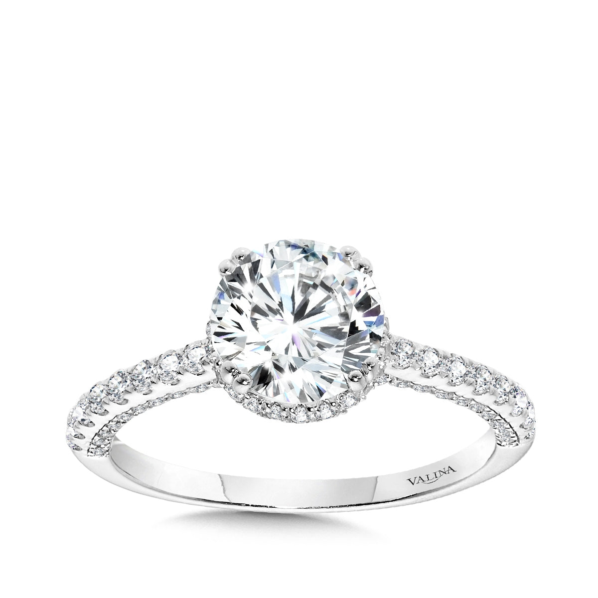 Valina 1/2 ct. tw. Diamond Halo Round Semi-Mount Engagement Ring in 14K White Gold