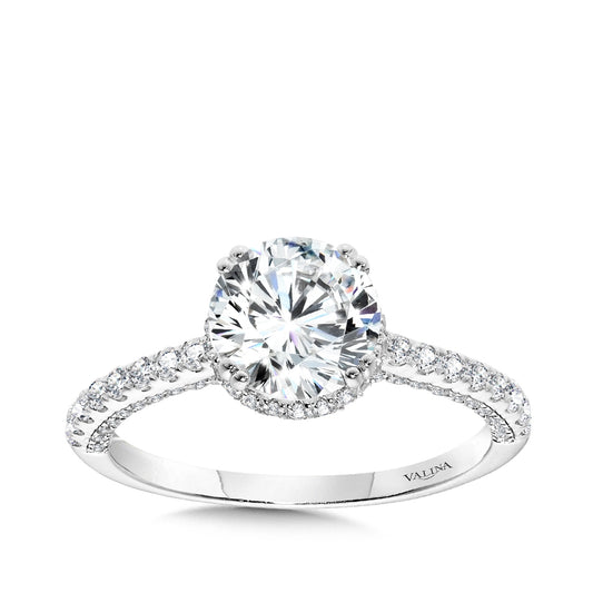 Valina 1/2 ct. tw. Diamond Halo Round Semi-Mount Engagement Ring in 14K White Gold