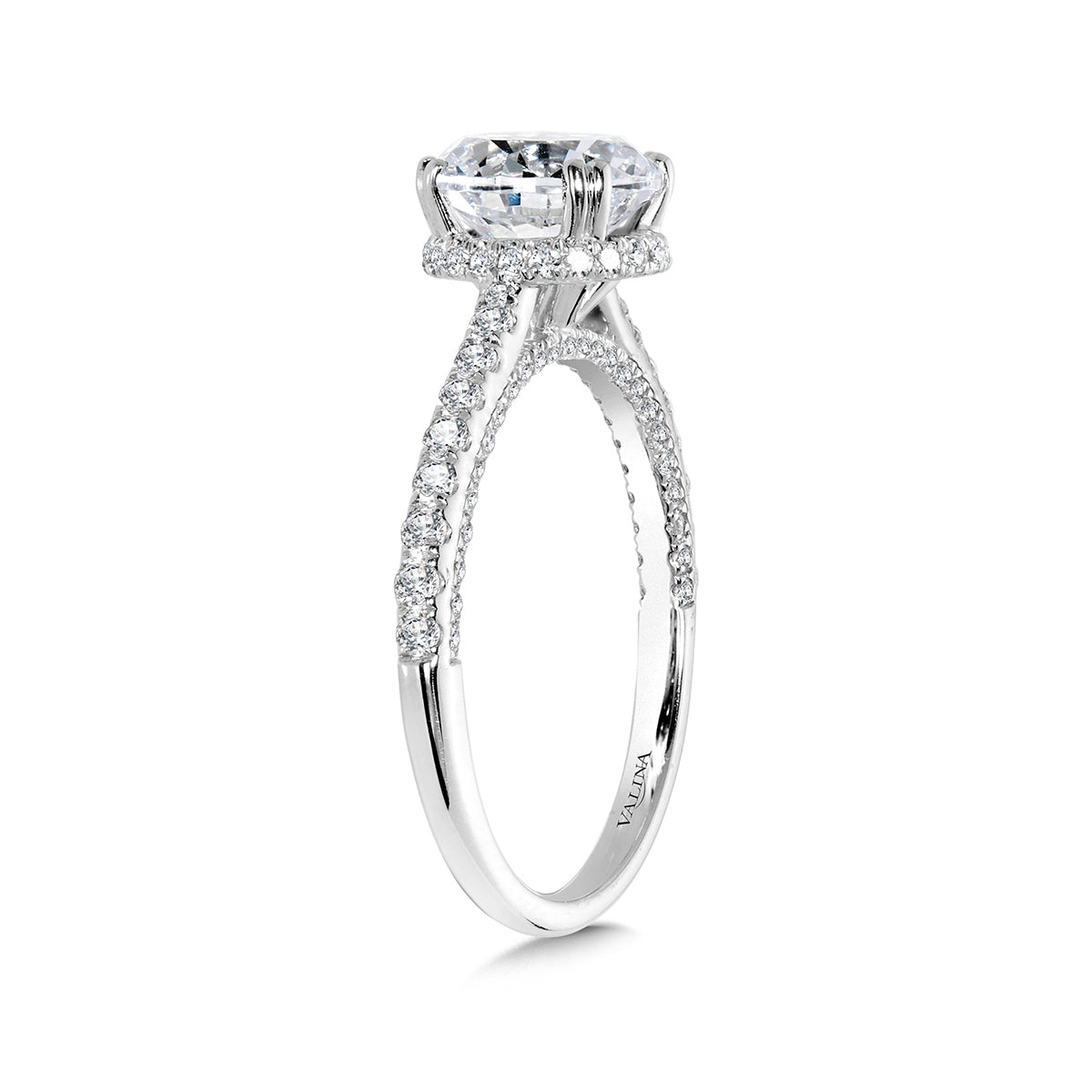 Valina 1/2 ct. tw. Diamond Halo Round Semi-Mount Engagement Ring in 14K White Gold front view
