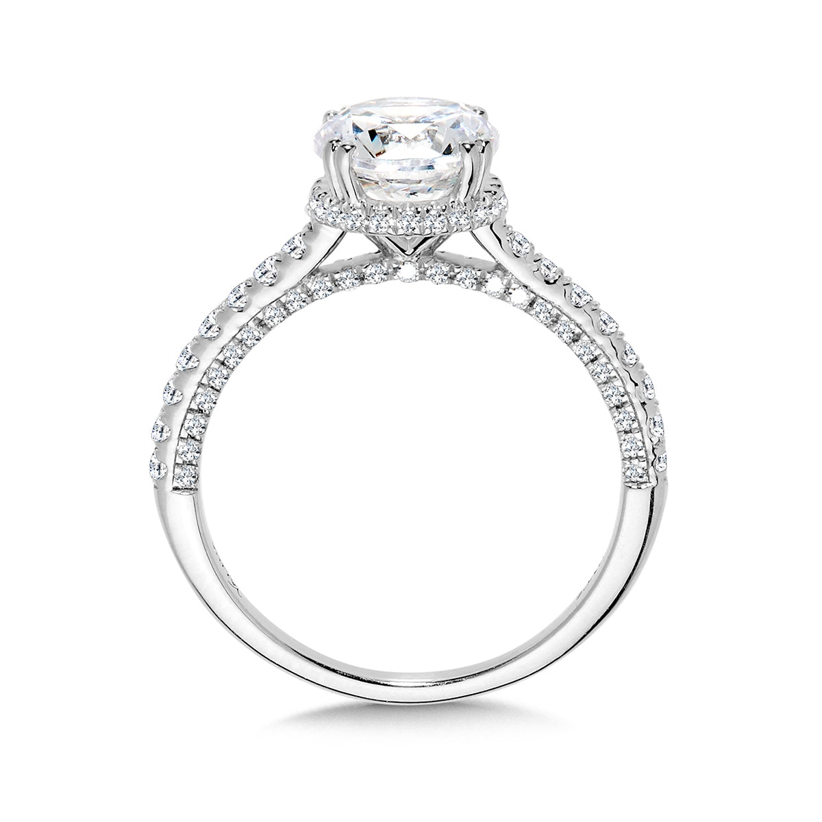 Valina 1/2 ct. tw. Diamond Halo Round Semi-Mount Engagement Ring in 14K White Gold close-up detail