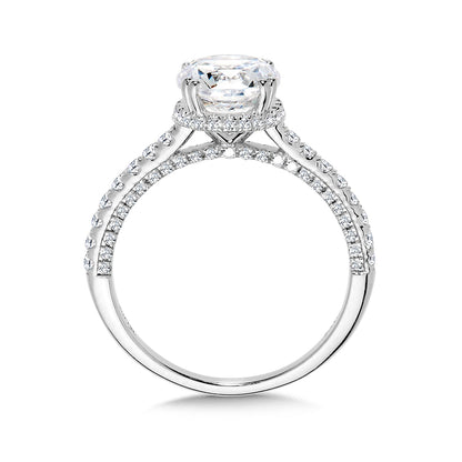 Valina 1/2 ct. tw. Diamond Halo Round Semi-Mount Engagement Ring in 14K White Gold close-up detail