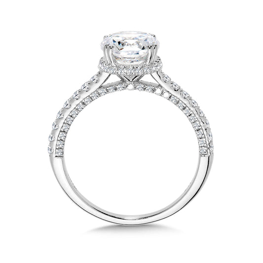 Valina 1/2 ct. tw. Diamond Halo Round Semi-Mount Engagement Ring in 14K White Gold close-up detail