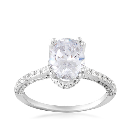 Valina 1/2 ct. tw. Diamond Hidden Halo Oval Semi-Mount Engagement Ring in 14K White Gold