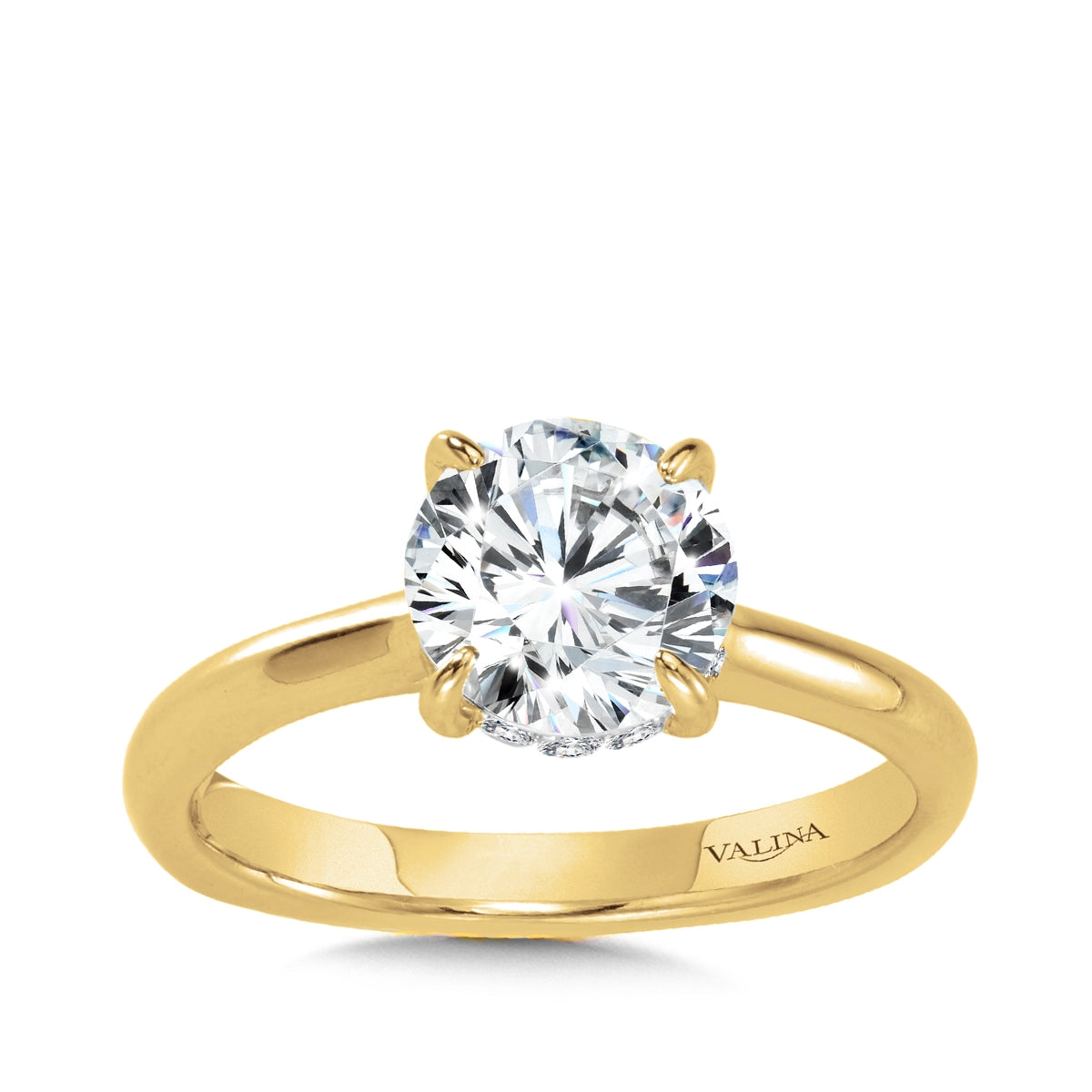 Valina 1/7 ct. tw. Diamond Hidden Halo Round Semi-Mount Engagement Ring with European Shank in 14K Yellow Gold