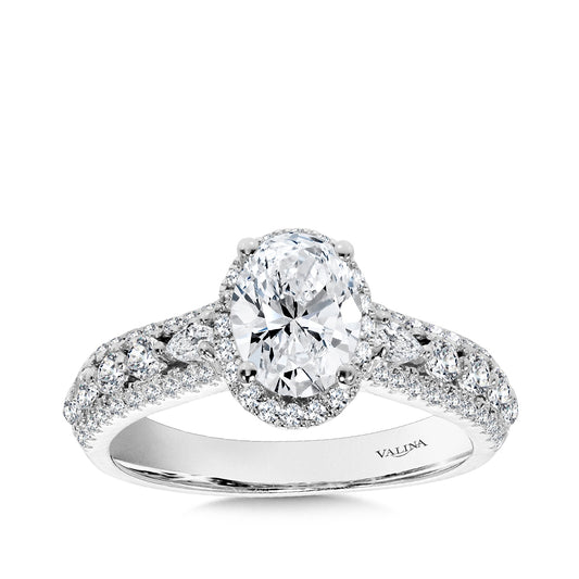 Valina 5/8 ct. tw. Pear Diamond Halo Multi-Row Oval Semi-Mount Engagement Ring in 14K White Gold