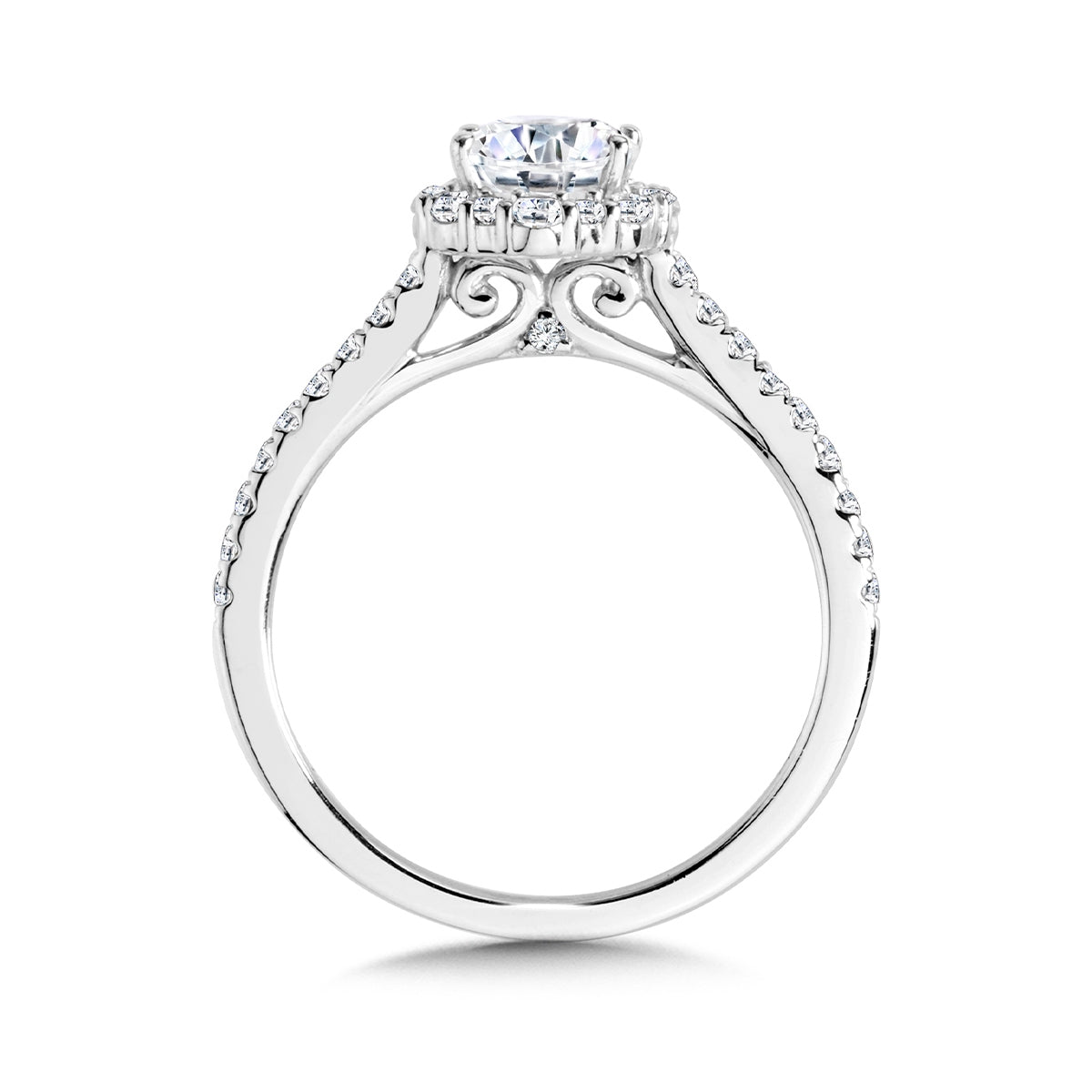 Valina 3/8 ct. tw. Diamond Halo Oval Semi-Mount Engagement Ring in 14K White Gold front view