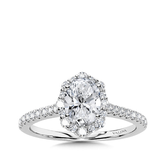Valina 3/8 ct. tw. Diamond Halo Oval Semi-Mount Engagement Ring in 14K White Gold