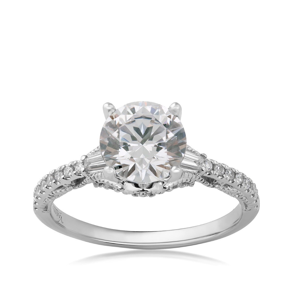 Valina 1/4 ct. tw. Baguette Diamond Round Semi-Mount Engagement Ring in 14K White Gold