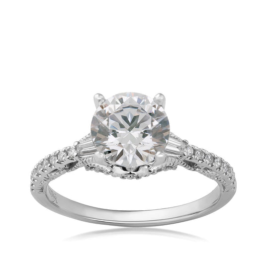 Valina 1/4 ct. tw. Baguette Diamond Round Semi-Mount Engagement Ring in 14K White Gold