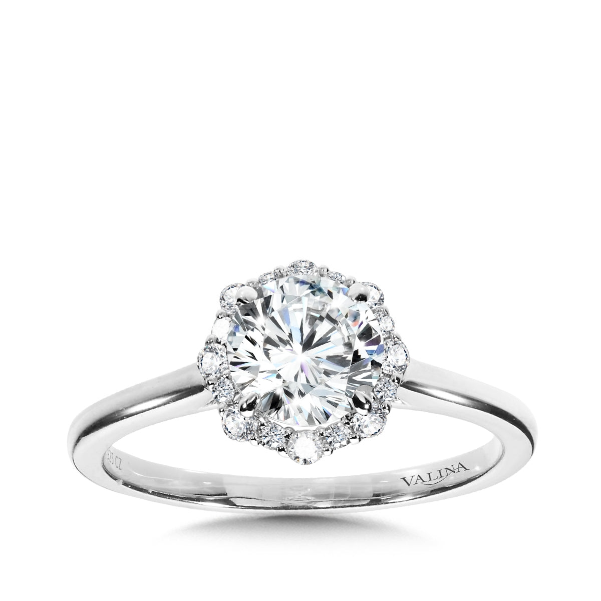 Valina 1/6 ct. tw. Diamond Halo Round Semi-Mount Engagement Ring in 14K White Gold