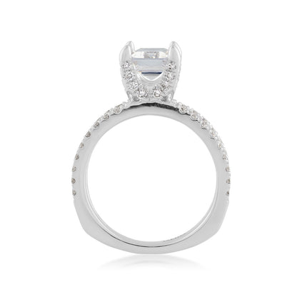 Valina 3/4 ct. tw. Diamond Split Shank Emerald Cut Semi-Mount Engagement Ring in 14K White Gold close-up detail