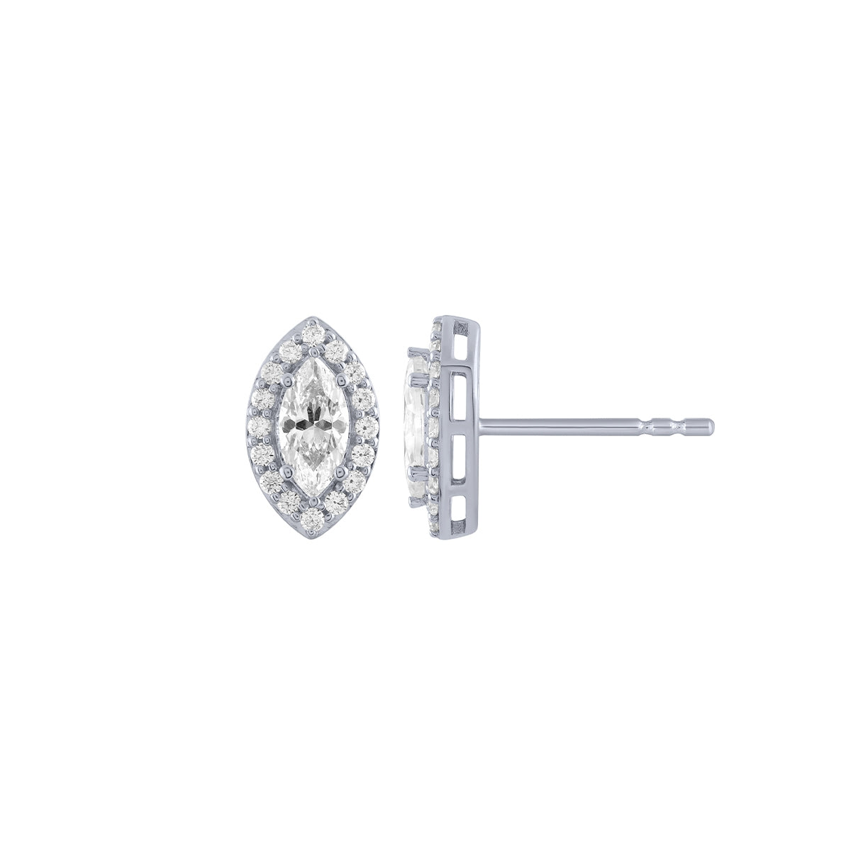 1 ct. tw. Marquise Diamond Halo Earrings in 14K White Gold