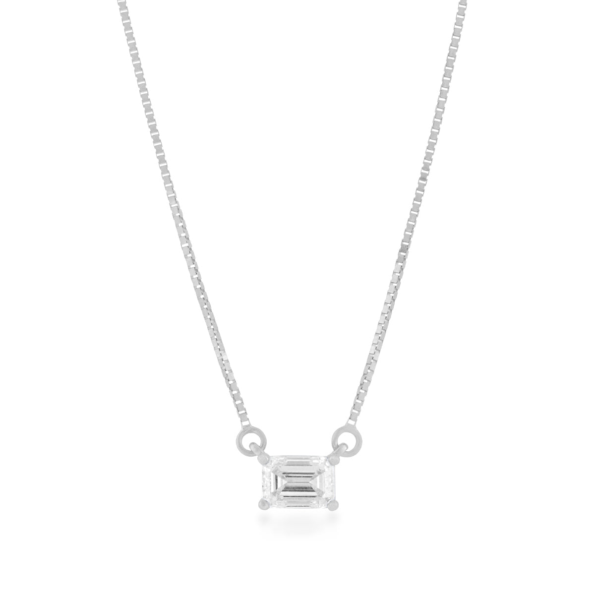 1/2 ct. tw. Emerald Cut Diamond Solitaire Necklace in 14K White Gold