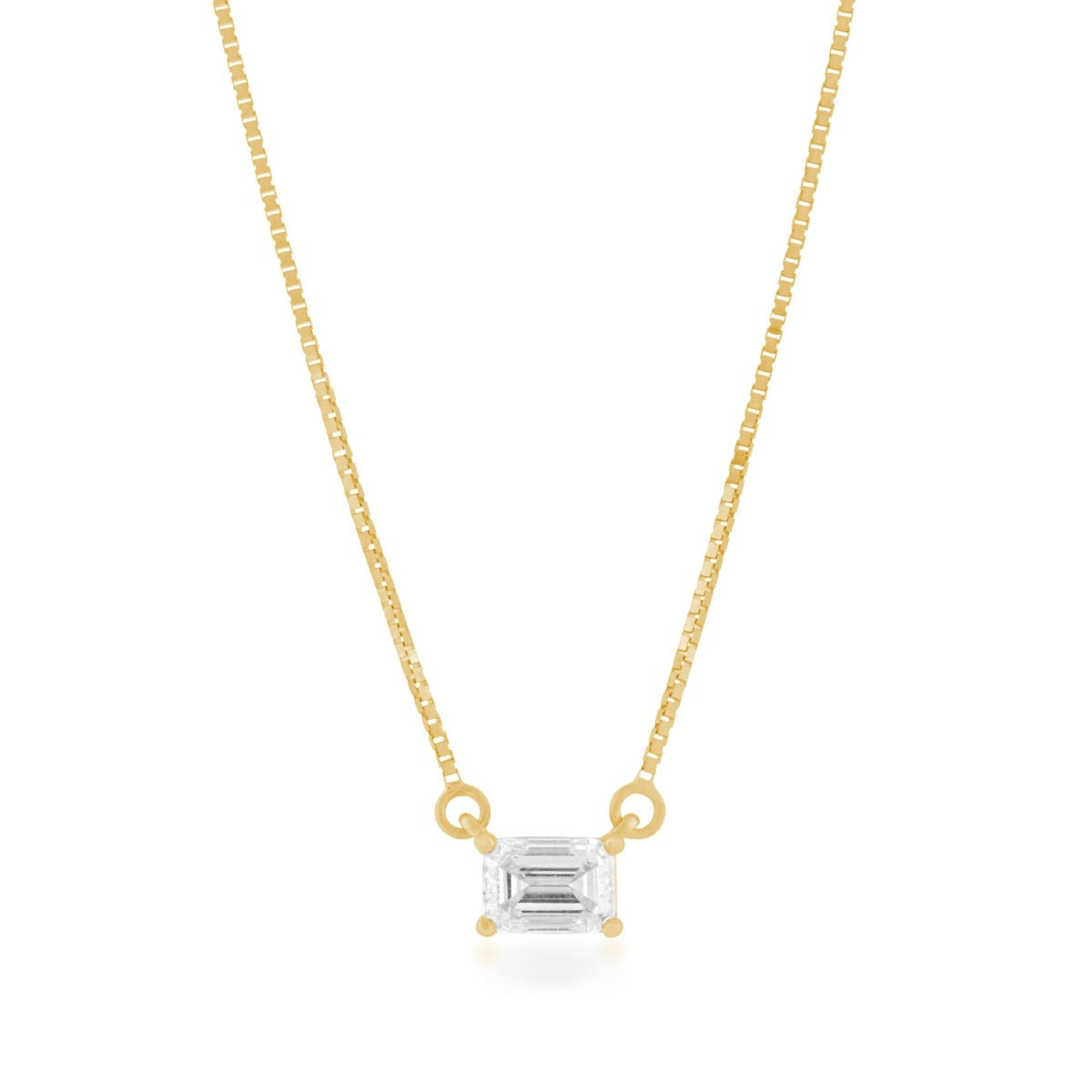 1/2 ct. tw. Emerald Cut Diamond Solitaire Necklace in 14K Yellow Gold