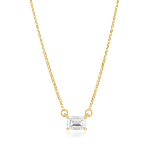 1/2 ct. tw. Emerald Cut Diamond Solitaire Necklace in 14K Yellow Gold