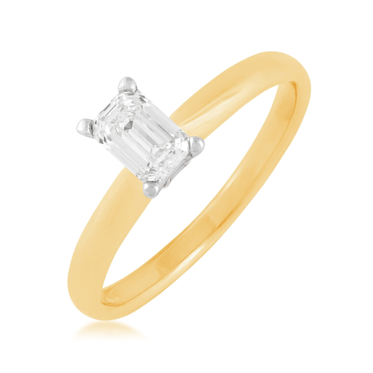 Natural 1/2 ct. tw. Emerald Cut Diamond Solitaire Engagement Ring in 14K Yellow & White Gold front view