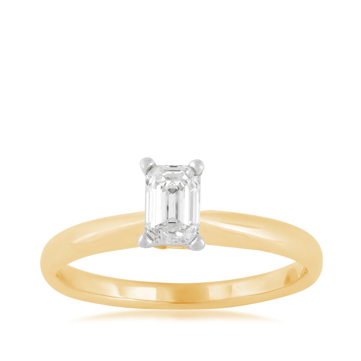 Natural 1/2 ct. tw. Emerald Cut Diamond Solitaire Engagement Ring in 14K Yellow & White Gold
