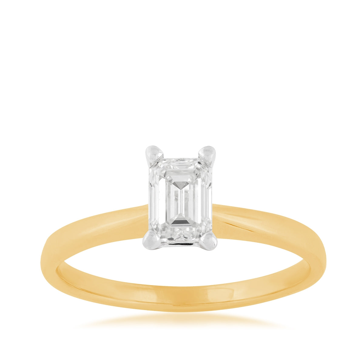 Natural 3/4 ct. tw. Emerald Cut Diamond Solitaire Engagement Ring in 14K Yellow & White Gold