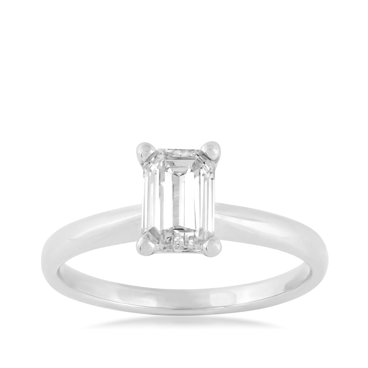 1 ct. tw. Emerald Cut Diamond Solitaire Engagement Ring in 14K White Gold