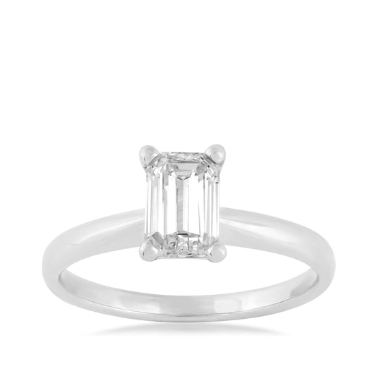 1 ct. tw. Emerald Cut Diamond Solitaire Engagement Ring in 14K White Gold