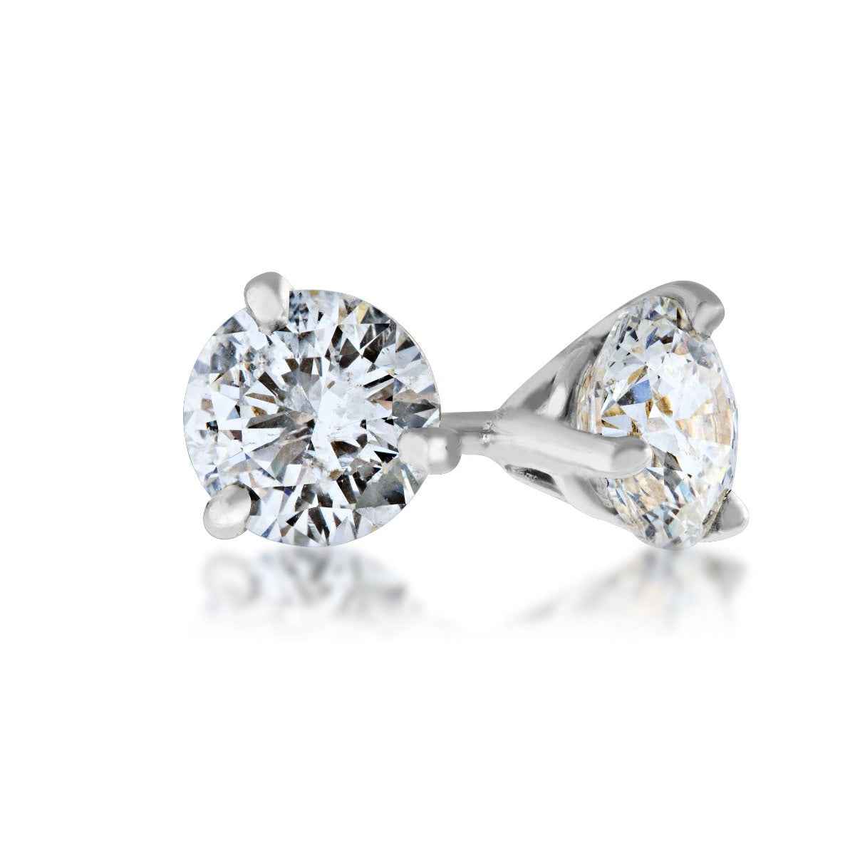 Adamante 3/4 ct. tw. Lab-Grown Round Brilliant Diamond Solitaire Earrings with Martini Setting in 14K White Gold