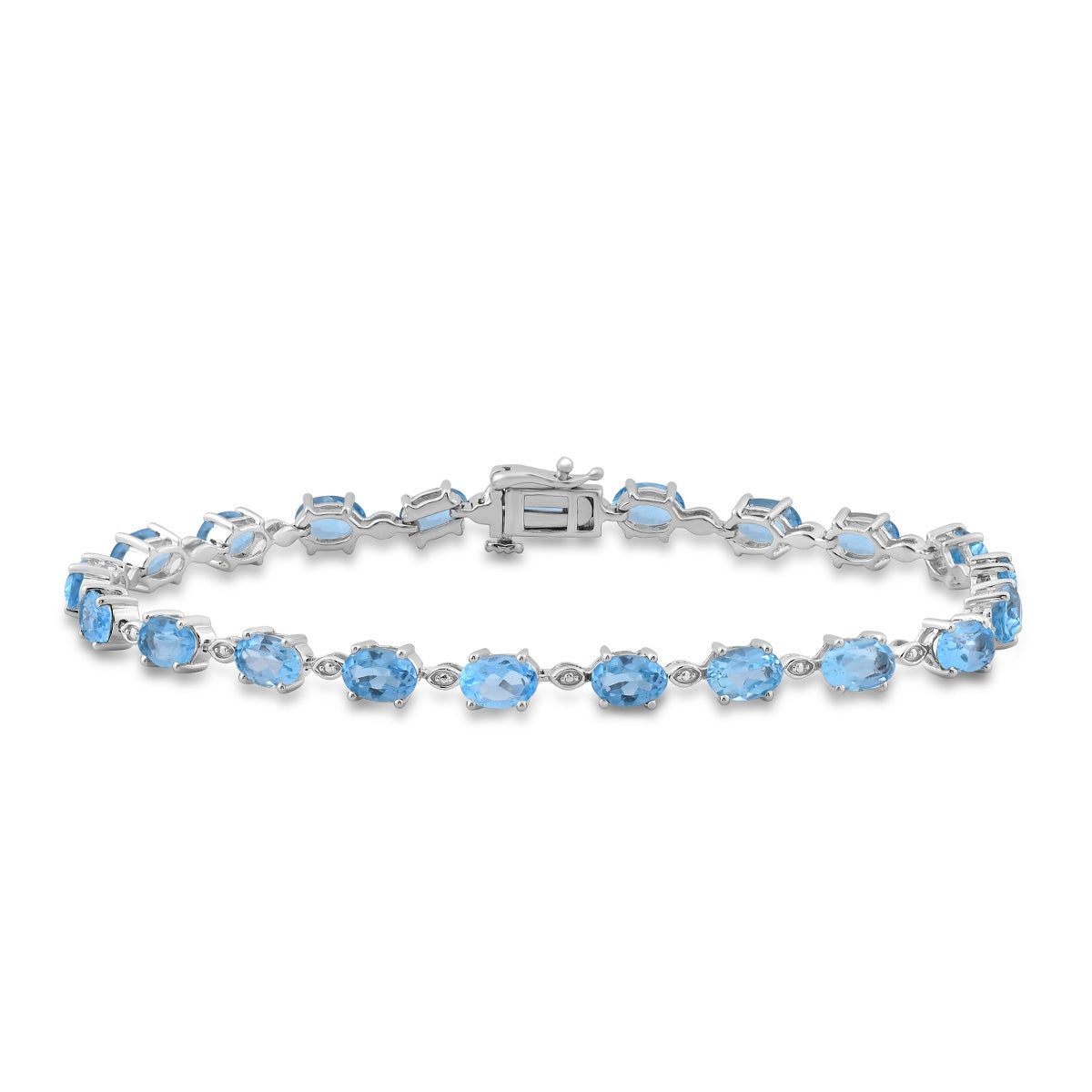 Oval Swiss Blue Topaz 7.5-inch Bracelet in Sterling Silver