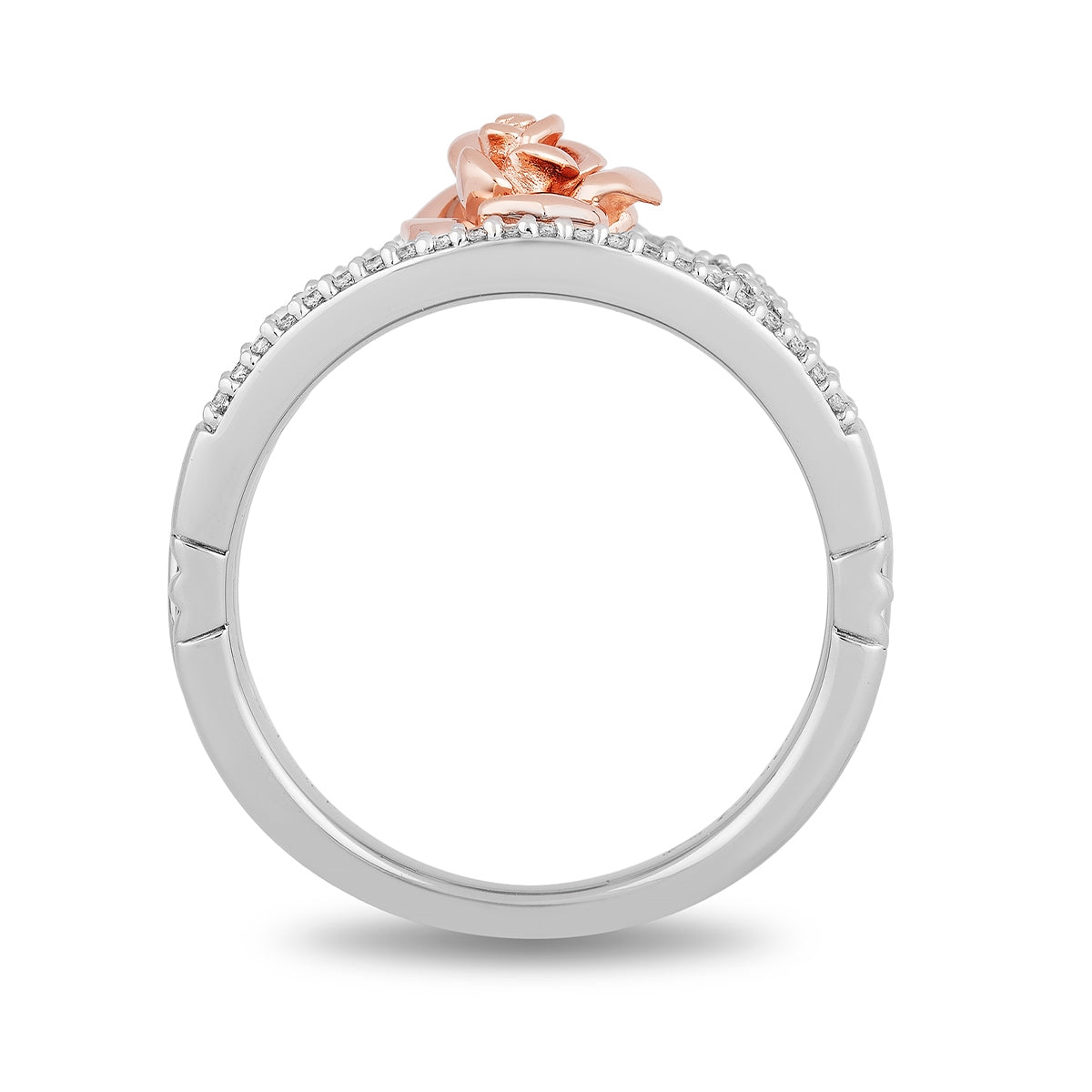 Enchanted Disney Vault Belle 1/5 ct. tw. Diamond Rose Ring in Sterling Silver & 10K Pink Gold side profile